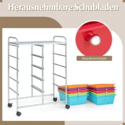 Rollwagen mit 10 Stapelbaren Schubladen Schubladenwagen Rollcontainer Badrollwagen