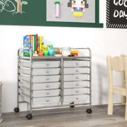 Rollwagen mit 12 Stapelbaren Schubladen & Ablagefläche Schubladenwagen Rollcontainer