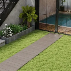 Rollweg aus HDPE I 242 cm I Breite 43 cm I Wetterfest I ausrollbarer Gartenweg für Hochzeit Garten Grau