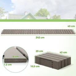 Rollweg aus HDPE I 242 cm I Breite 43 cm I Wetterfest I ausrollbarer Gartenweg für Hochzeit Garten Grau