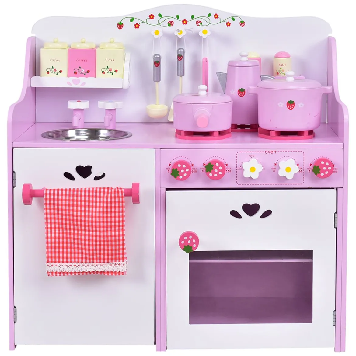 Rosa und Weiß Holz Kinderspielküche Spielzeugküche