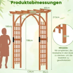 Rosenbogen aus Holz Gartenbogen für Kletterpflanzen Eleganter Hochzeitsbogen Natur