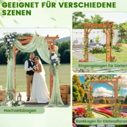 Rosenbogen aus Holz Gartenbogen für Kletterpflanzen Eleganter Hochzeitsbogen Natur