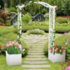 Rosenbogen Holz 2 in 1 Torbogen mit Blumenkasten Garten Pergola modern 183 x 42 x 200 cm Weiß