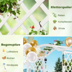 Rosenbogen Holz 2 in 1 Torbogen mit Blumenkasten Garten Pergola modern 183 x 42 x 200 cm Weiß