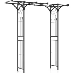 Rosenbogen Metall Gartenbogen für Kletterpflanzen Torbogen Garten 200 x 52 x 206 cm Schwarz