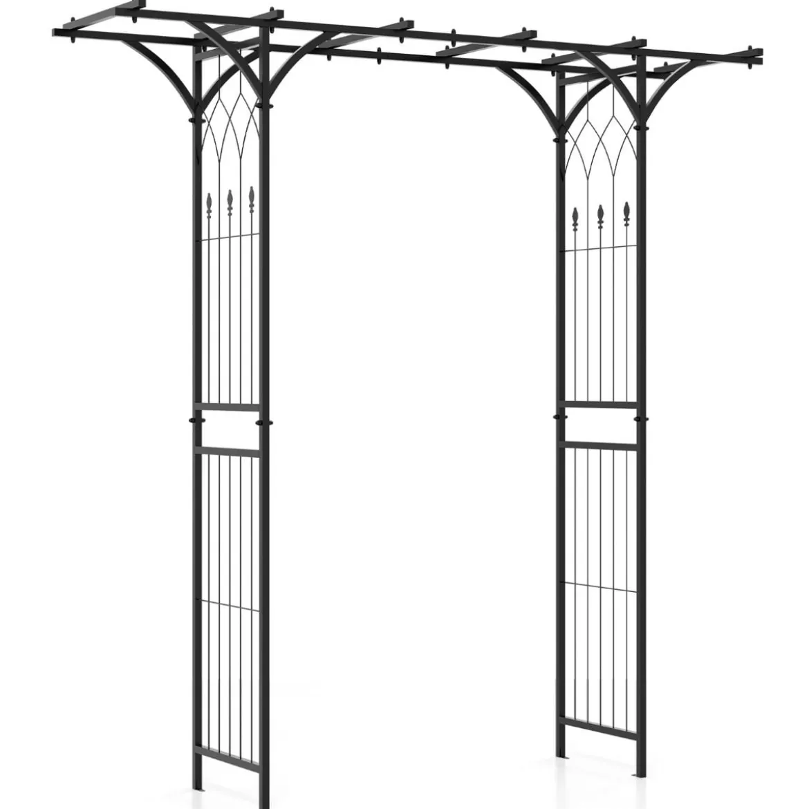 Rosenbogen Metall Gartenbogen für Kletterpflanzen Torbogen Garten 200 x 52 x 206 cm Schwarz