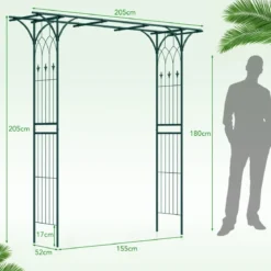 Rosenbogen Metall Gartenbogen für Kletterpflanzen Torbogen Garten 205 x 52 x 205 cm Grün