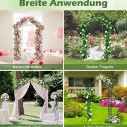 Rosenbogen Metall Gartenbogen für Kletterpflanzen Rankbogen für Hinterhof Hochzeit Party 140 x 40 x 223 cm Schwarz