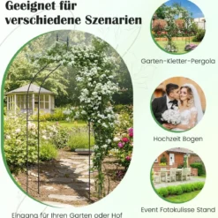 Rosenbogen Metall Gartenbogen im gotischen Stil Torbogen Rosengitter Rankgitter 125 x 39 x 287 cm