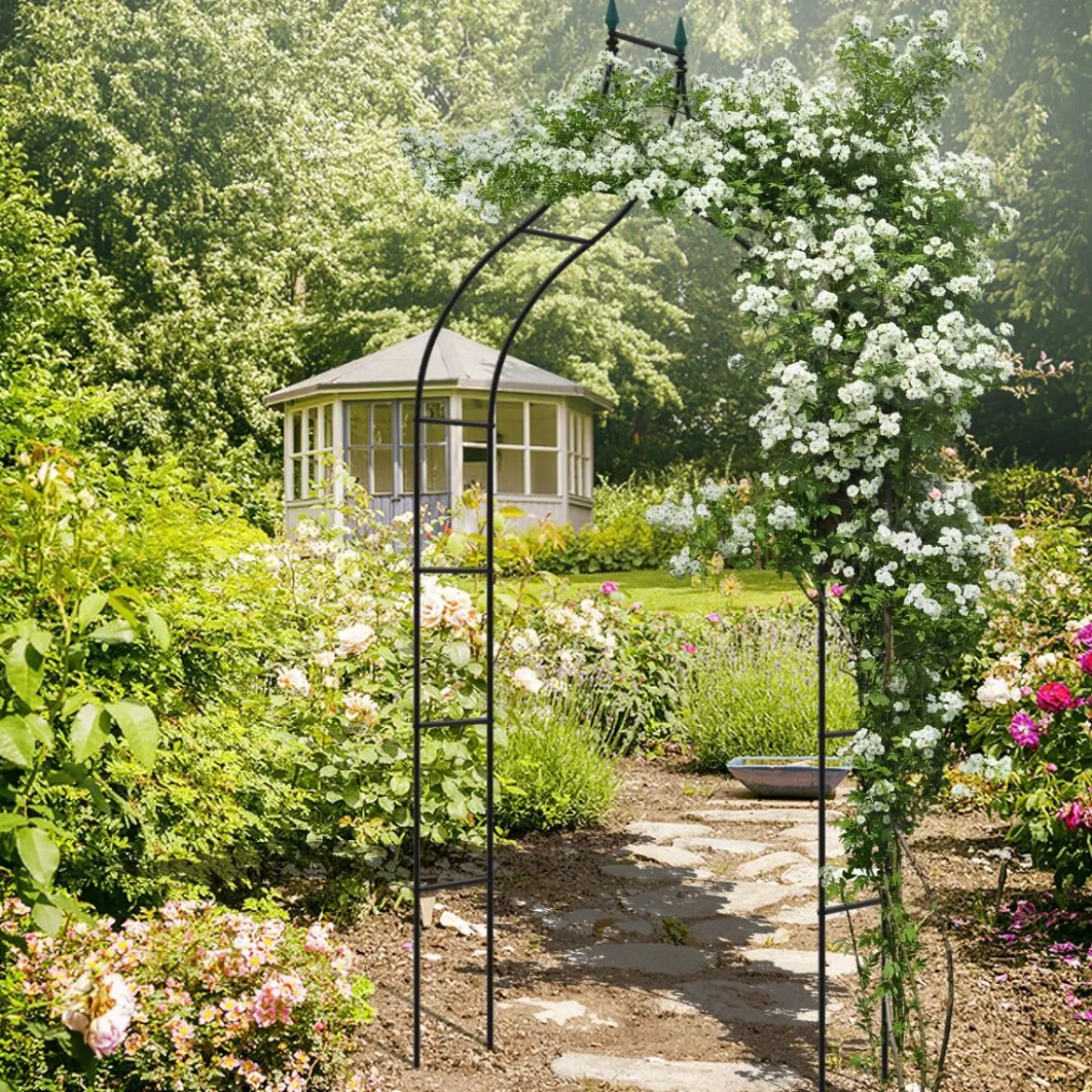 Rosenbogen Metall Gartenbogen im gotischen Stil Torbogen Rosengitter Rankgitter 125 x 39 x 287 cm