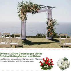 Rosenbogen Metall Gartenbogen für Kletterpflanzen 208 x 52 x 208 cm Schwarz