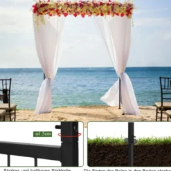 Rosenbogen Metall Gartenbogen für Kletterpflanzen 208 x 52 x 208 cm Schwarz