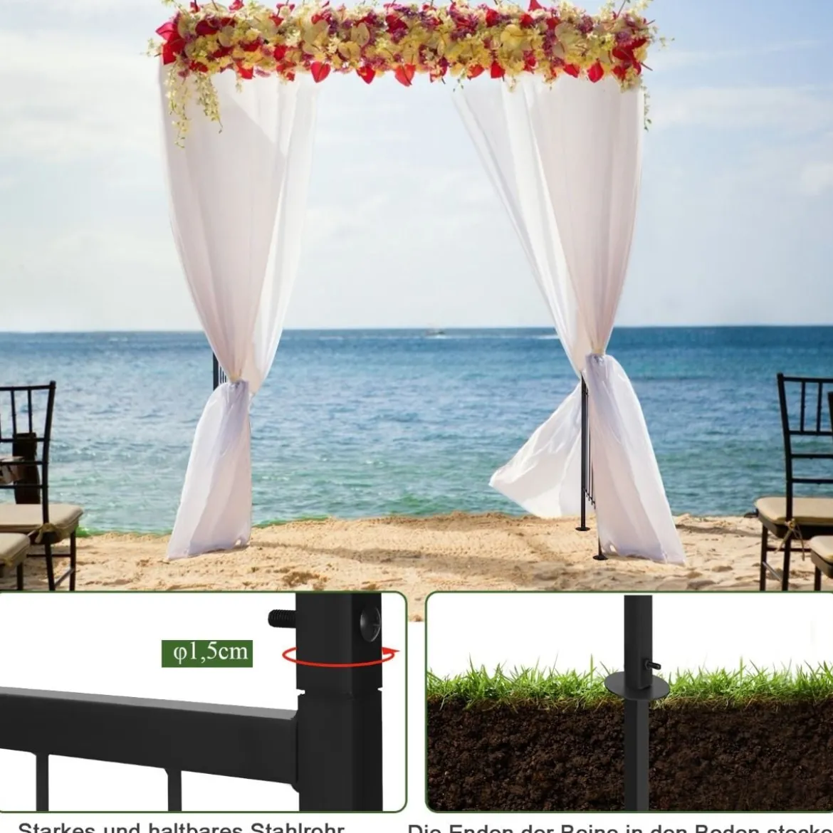 Rosenbogen Metall Gartenbogen für Kletterpflanzen 208 x 52 x 208 cm Schwarz