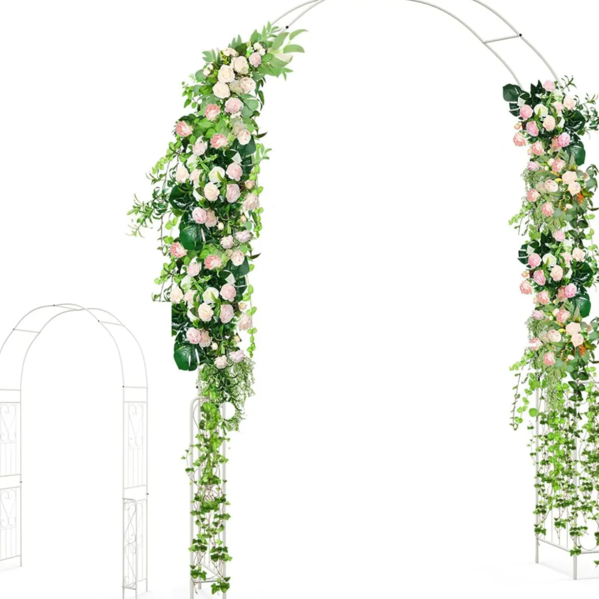 Rosenbogen Torbogen Metall Gartenbogen für Kletterpflanzen & Rosen Rankhilfe Landhausstil 167 x 37 x 240 cm Weiß