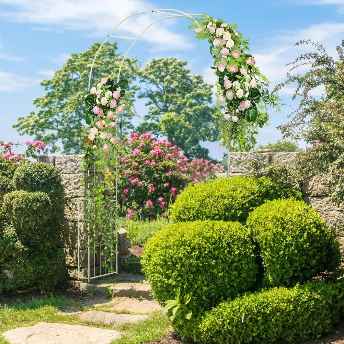 Rosenbogen Torbogen Metall Gartenbogen für Kletterpflanzen & Rosen Rankhilfe Landhausstil 167 x 37 x 240 cm Weiß