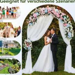 Rosenbogen Torbogen Metall Gartenbogen für Kletterpflanzen & Rosen Rankhilfe Landhausstil 167 x 37 x 240 cm Weiß