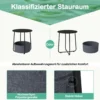 Rund Beistelltisch mit Aufbewahrungskorb Klein Sofatisch Modern Couchtisch Nachttisch Schwarz