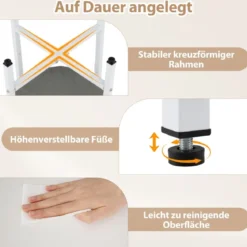 Runder Beistelltisch mit Abnehmbarem Filzkorb & Stauraum Moderner Nachttisch Weiß