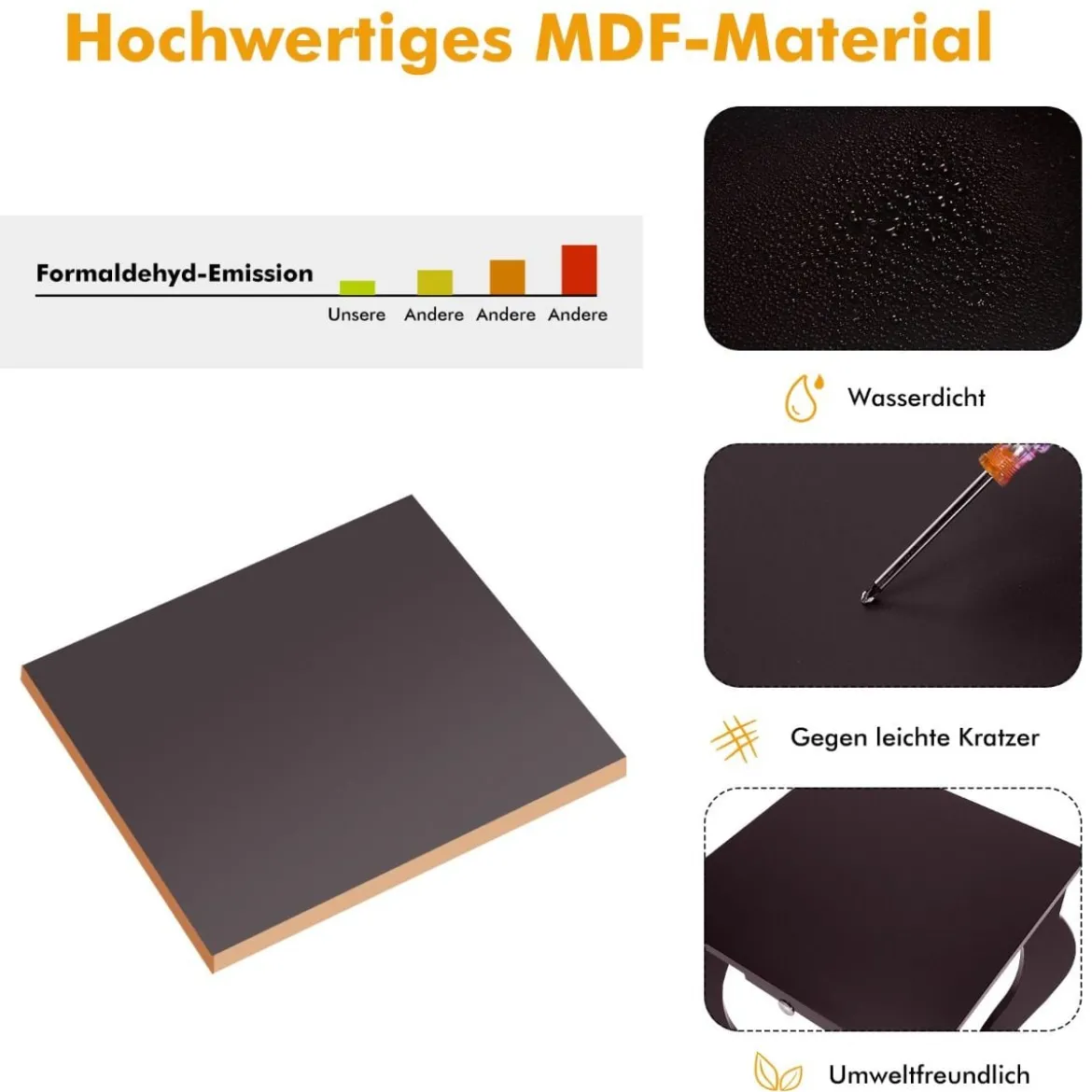 Runder Beistelltisch mit Schublade unteres Regal Holzkonstruktion Sofa-Beistelltisch Braun