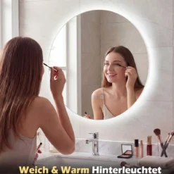 Ø60 Runder LED-beleuchteter Spiegel mit Einstellbarer Helligkeit & Smart Touch Badezimmerspiegel