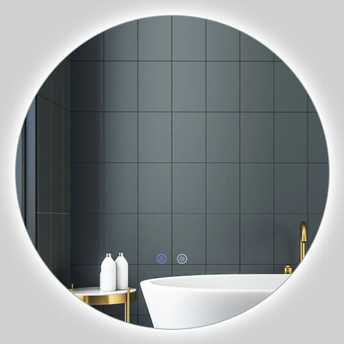 Ø60 Runder LED-beleuchteter Spiegel mit Einstellbarer Helligkeit & Smart Touch Badezimmerspiegel