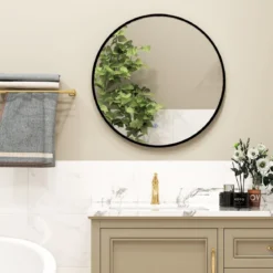 Runder Wandspiegel mit 3 Farben & Speicherfunktion Beschlagfreier Dimmbarer Badezimmerspiegel