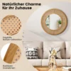Runder Wandspiegel Rattan ∅ 65 cm dekorativer Spiegel mit Holzrahmen Natur