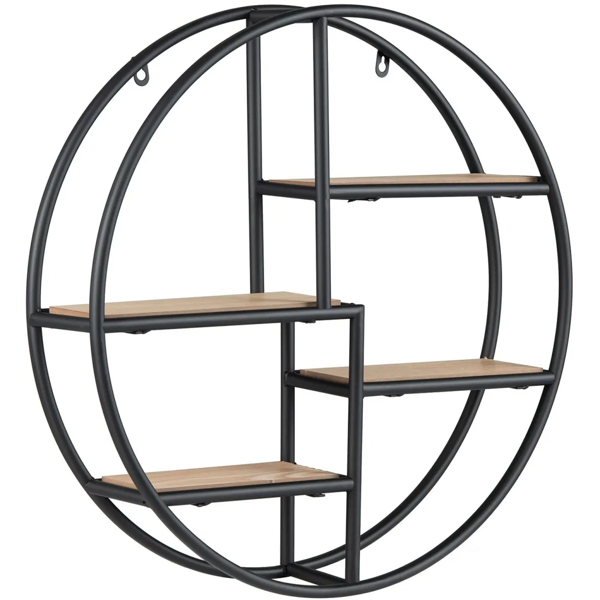 Rundes Wandregal Hängeregal mit 4 Böden 55x55x11cm kreisförmiges Bücherregal Schwarz