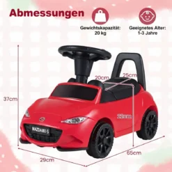 Rutschauto mit Licht & Kippschutz & Stauraum unter dem Sitz Rutschfahrzeug Kinderfahrzeug Rot