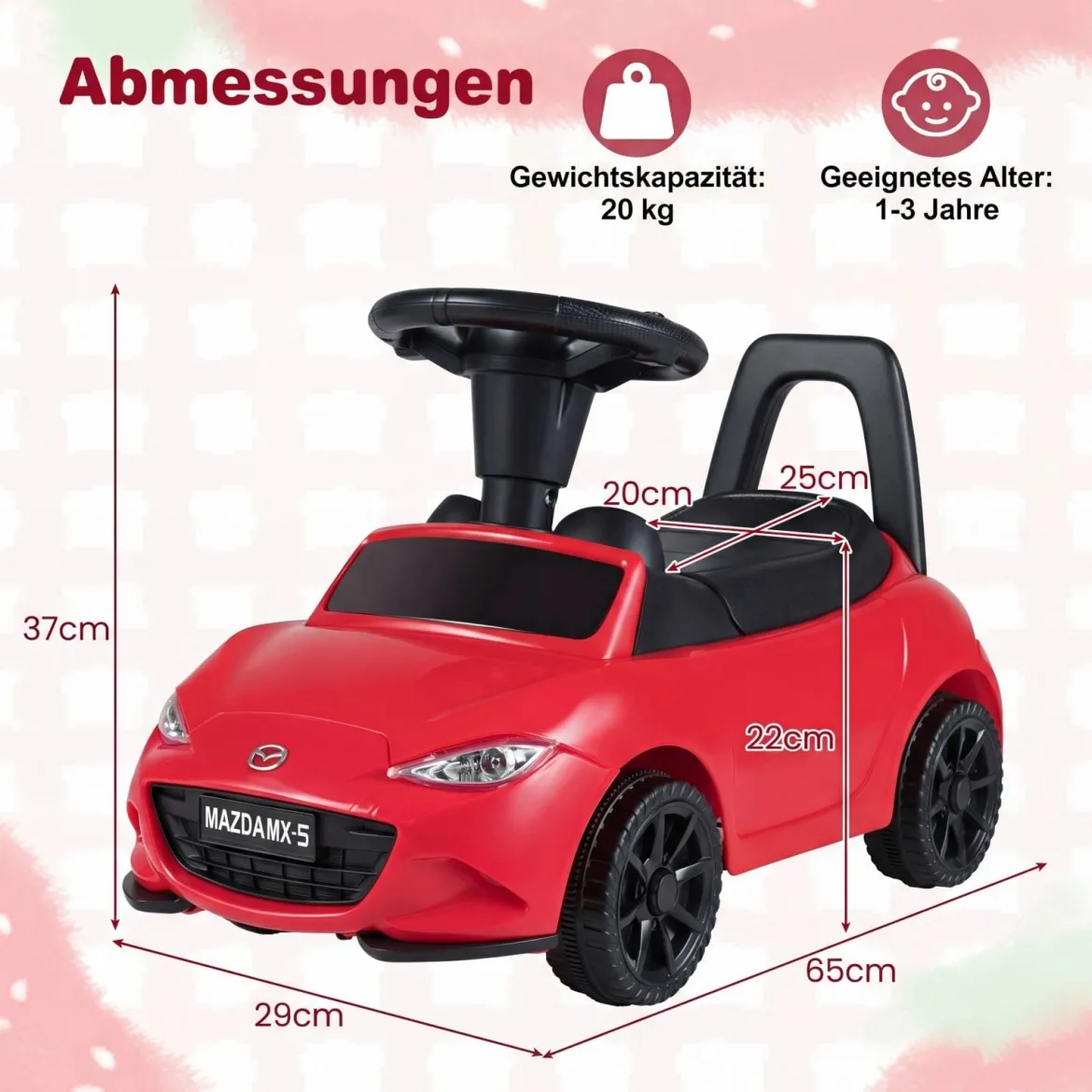 Rutschauto mit Licht & Kippschutz & Stauraum unter dem Sitz Rutschfahrzeug Kinderfahrzeug Rot