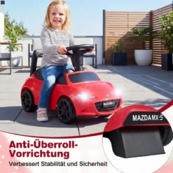 Rutschauto mit Licht & Kippschutz & Stauraum unter dem Sitz Rutschfahrzeug Kinderfahrzeug Rot