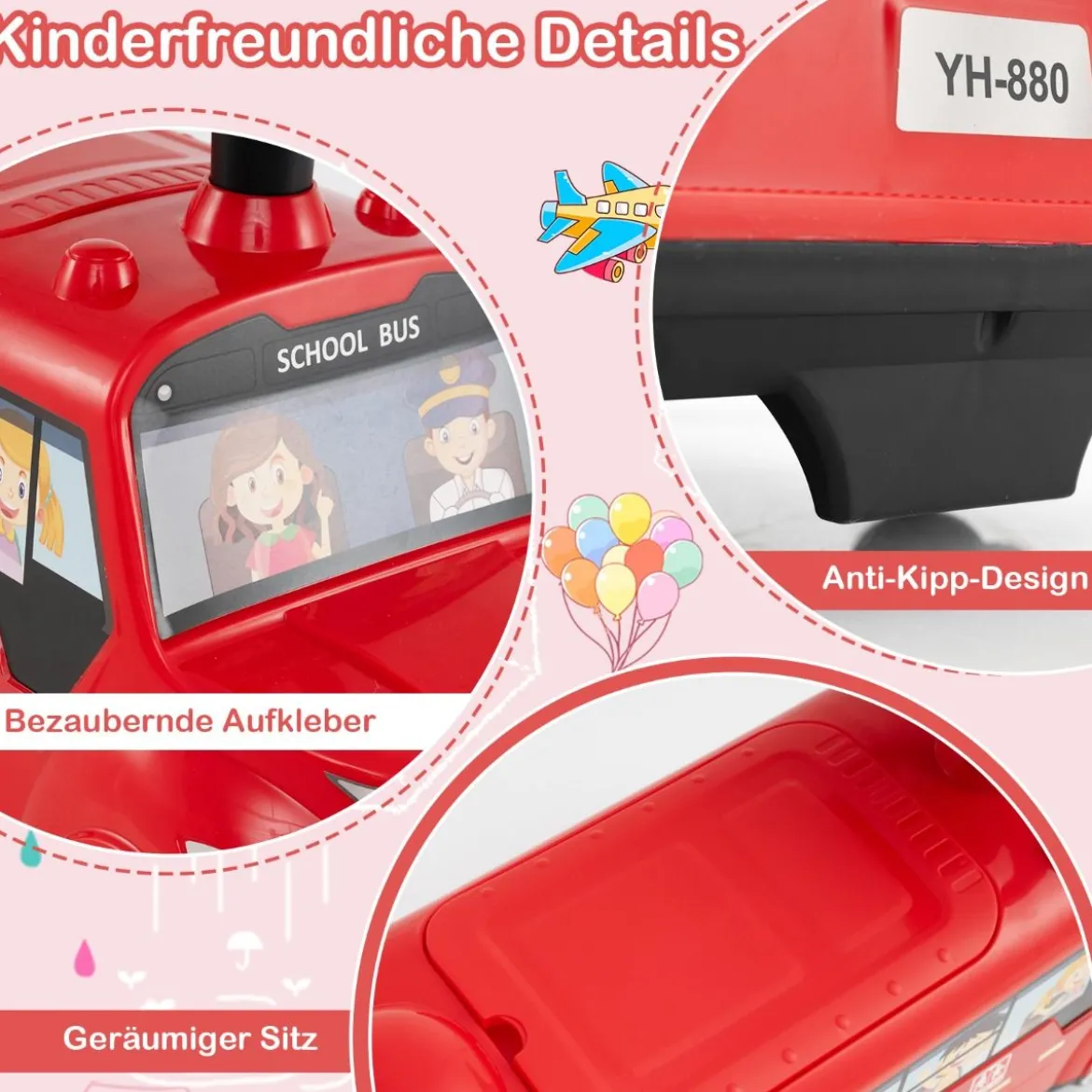 Rutschauto mit Musik & Stauraum & Kippschutz Rutscherfahrzeug Rutscher Auto Aufsitzbus