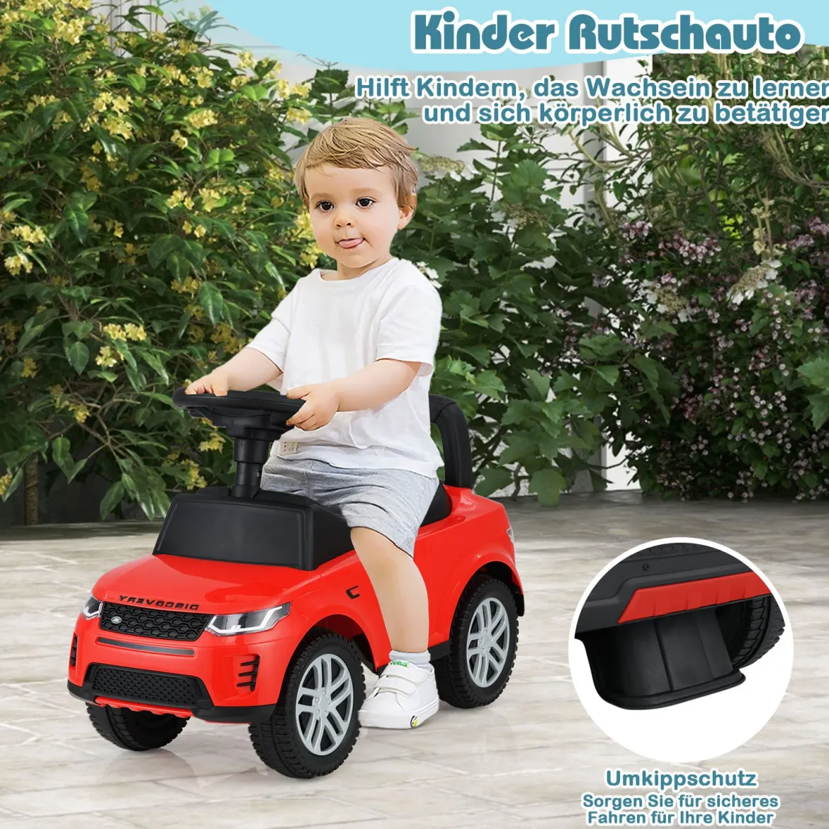 Rutschauto mit Stauraum Rutschfahrzeug Rutscher Kinderauto Schiebauto Spielzeugauto Rot