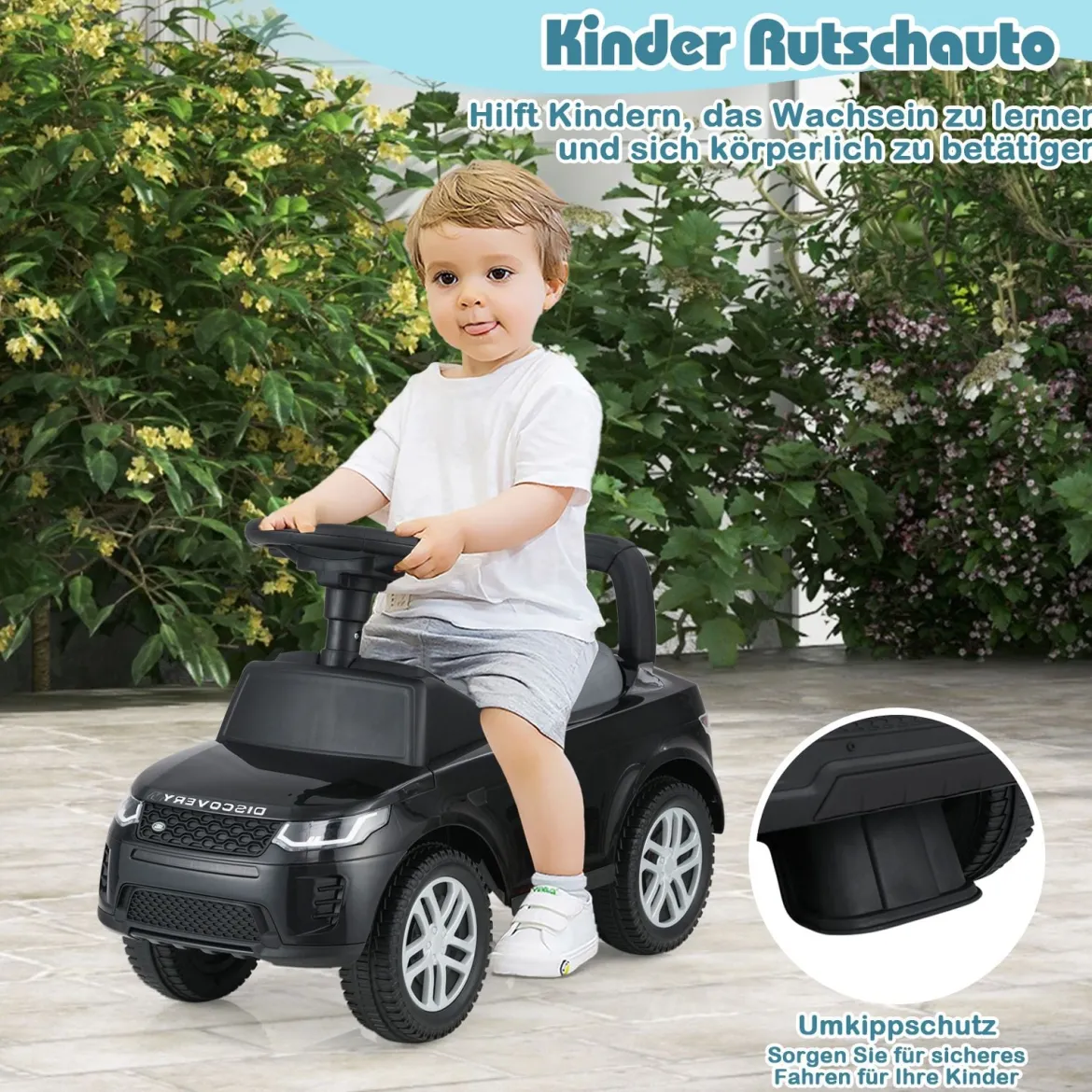 Rutschauto mit Stauraum Rutschfahrzeug Rutscher Kinderauto Schiebauto Spielzeugauto Schwarz