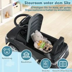 Rutschauto mit Stauraum Rutschfahrzeug Rutscher Kinderauto Schiebauto Spielzeugauto Schwarz