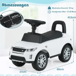 Rutschauto mit Stauraum Rutschfahrzeug Rutscher Kinderauto Schiebauto Spielzeugauto Weiß