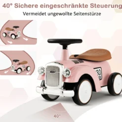 Rutschauto Rutscherfahrzeug mit Stauraum & Kippschutz Kinderfahrzeug mit Lenkrad 58 x 27 x 34 cm Rosa