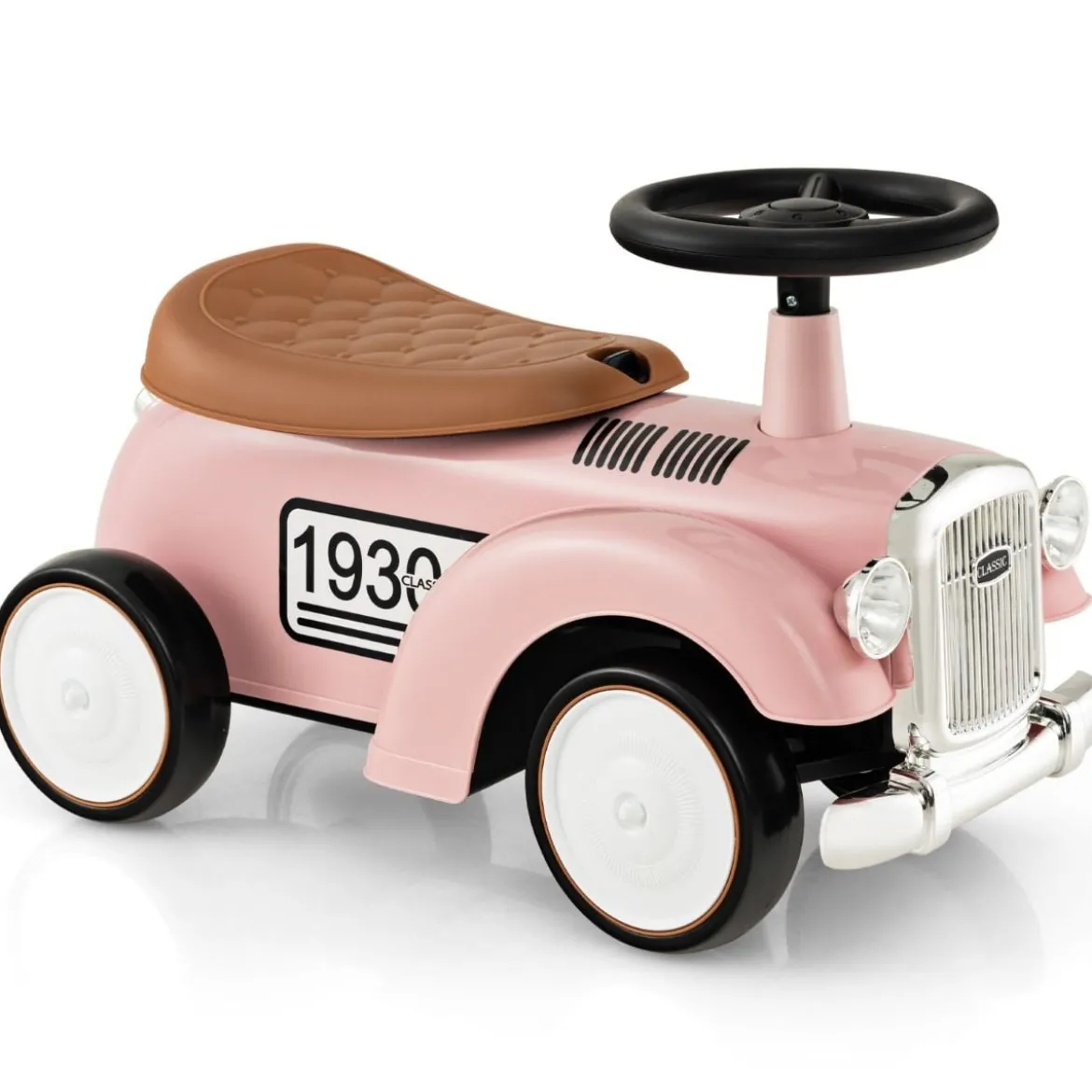 Rutschauto Rutscherfahrzeug mit Stauraum & Kippschutz Kinderfahrzeug mit Lenkrad 58 x 27 x 34 cm Rosa