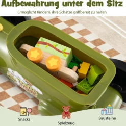 Rutschauto Rutschfahrzeug mit Lenkrad & Zugpfeifton-Taste & Stauraum unter Sitz Rutscher Kinderauto 61 x 30 x 38 cm Grün