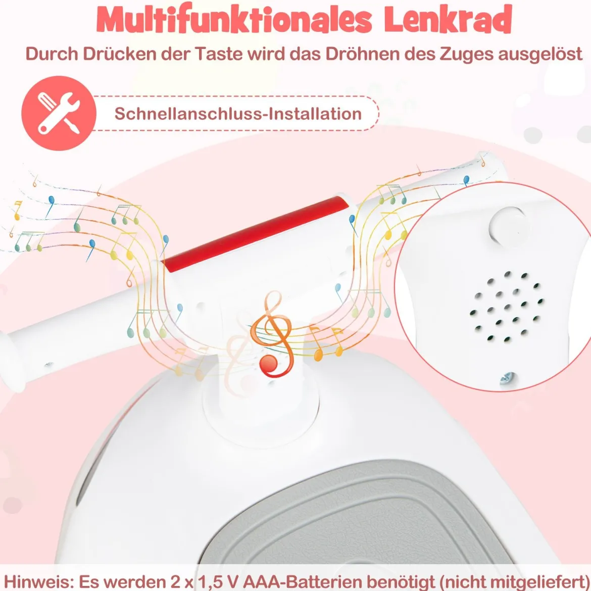 Rutschauto zum Schieben für Kleinkinder Rutschfahrzeug mit Hupe & Stauraum Grün/Weiß/Rot