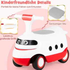 Rutschauto zum Schieben für Kleinkinder Rutschfahrzeug mit Hupe & Stauraum Grün/Weiß/Rot