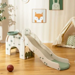 Rutsche Outdoor 4 in 1 Kinder Rutsche & Tunnel & Basketballkorb & Leiter 187,5 x 47 x 77,5 cm Grün