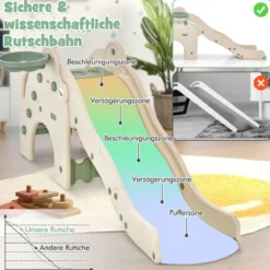 Rutsche Outdoor 4 in 1 Kinder Rutsche & Tunnel & Basketballkorb & Leiter 187,5 x 47 x 77,5 cm Grün