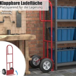 Sackkarre mit P-Griff Staplerkarre mit hoher Rückenlehne 51 x 48 x 132 cm Rot