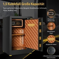 Safe Tresor 42,5 L Schranktresor Stahl-Heimsafe mit Digitaler Tastatur und Schlüsselschloss