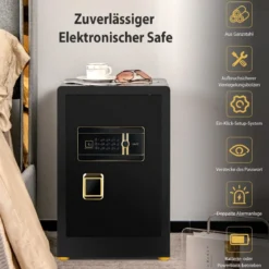 Safe Tresor 42,5 L Schranktresor Stahl-Heimsafe mit Digitaler Tastatur und Schlüsselschloss
