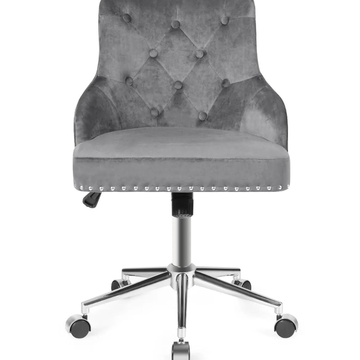 Samt Akzent Sessel Bürostuhl mit Rädern Verstellbarer Arbeitsstuhl 59,5 x 57 x 84 - 98 cm Grau