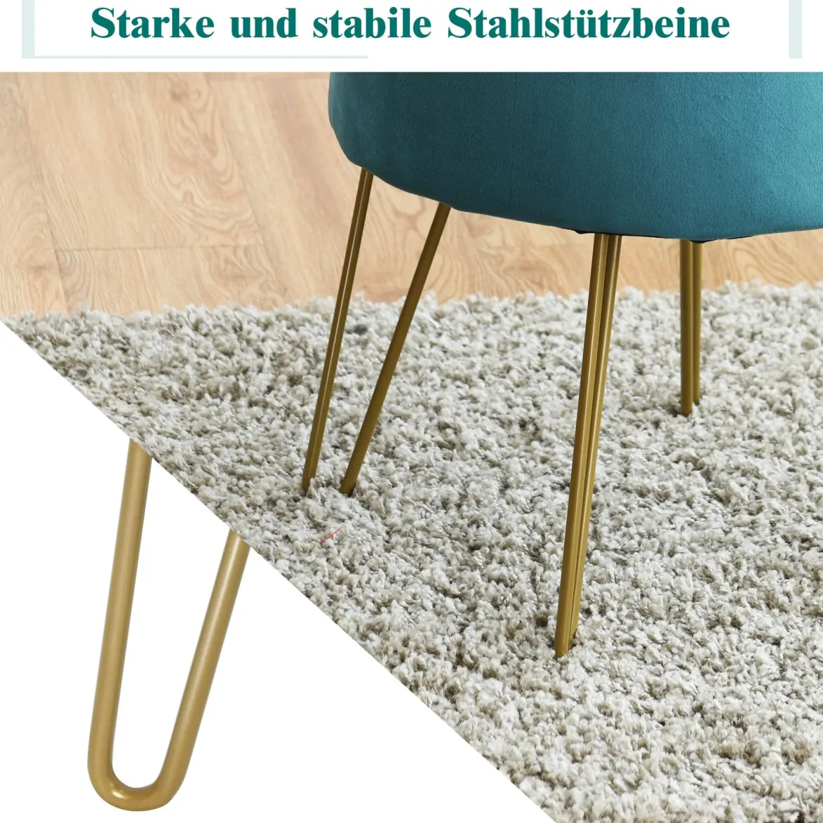 Samt Aufbewahrungs- Fußhocker moderner runder Schminkhocker 38 x 38 x 46,5 cm Dunkelgrün