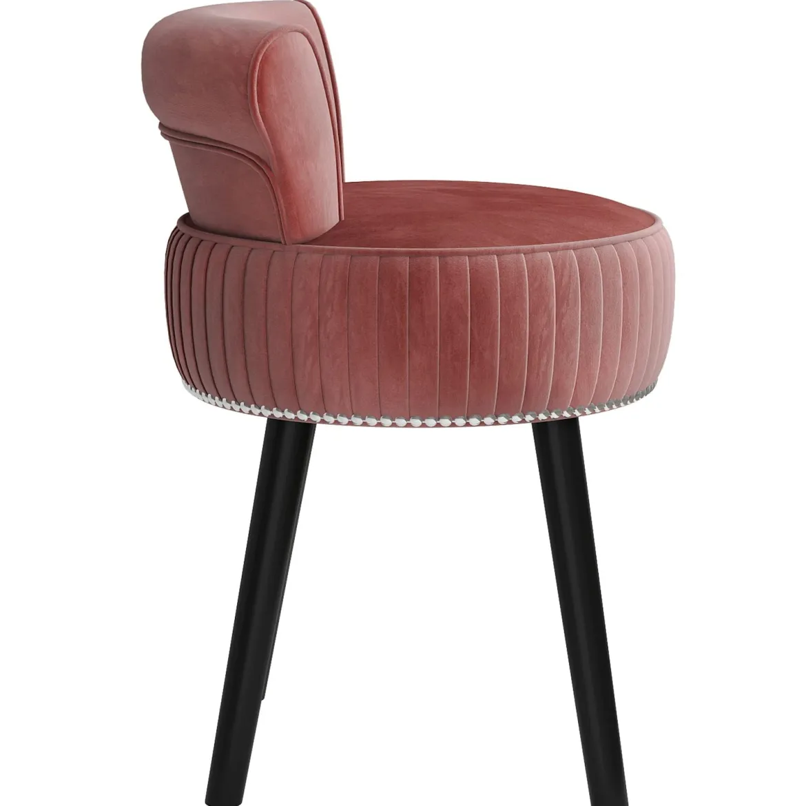 Samt-Vanity-Stuhl mit Lehne gepolsterter Vanity-Hocker mit tief getufteter Rückenlehne Rosa